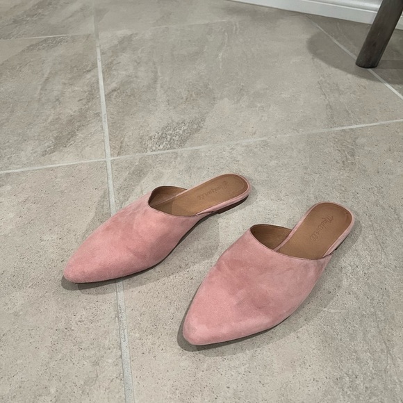 Madewell Shoes - Madewell Pink Suede Pointed-Toe Mules